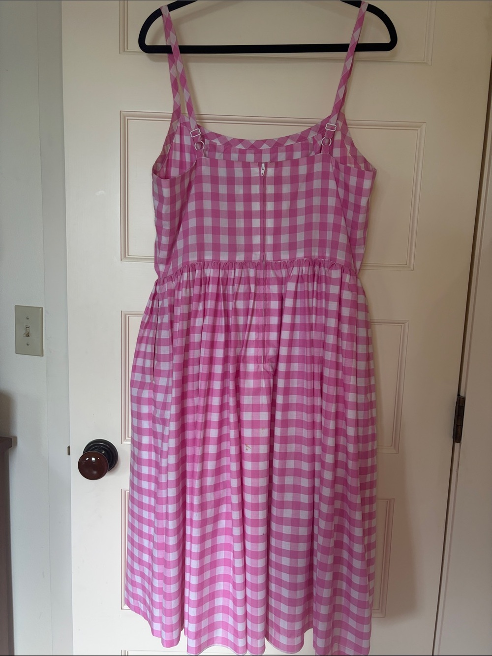 Pink Gingham Dress One-of-a-Kind Playful Picnic Gown - Picture 5 of 8